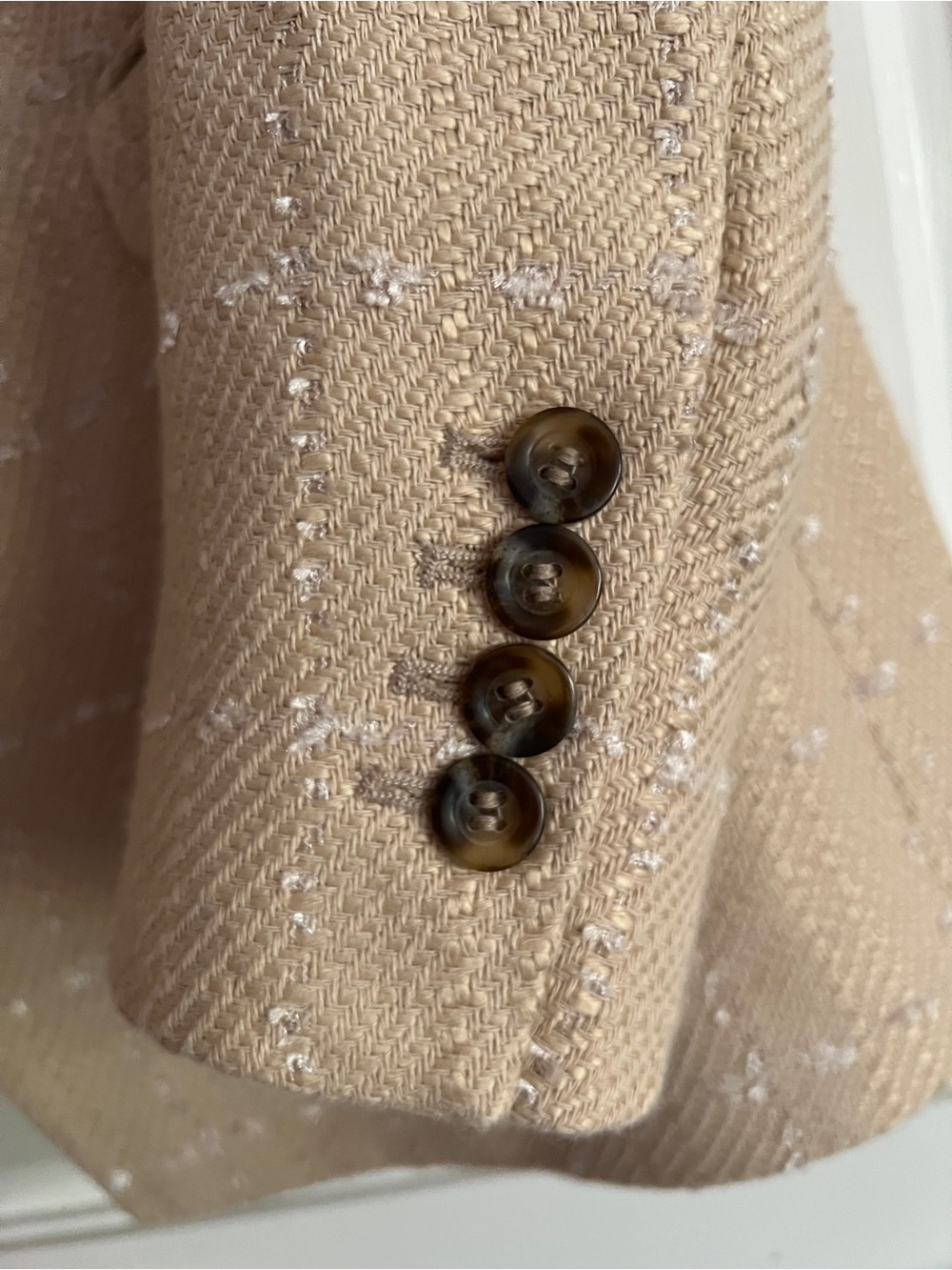 Ann Taylor Beige Tweed Two-Button Blazer - Picture 3 of 5